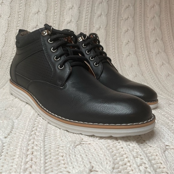 Polar Fox Sanders Memory Foam Mid-Top Perforated Casual Chukka Sneakers in Black - Picture 2 of 7